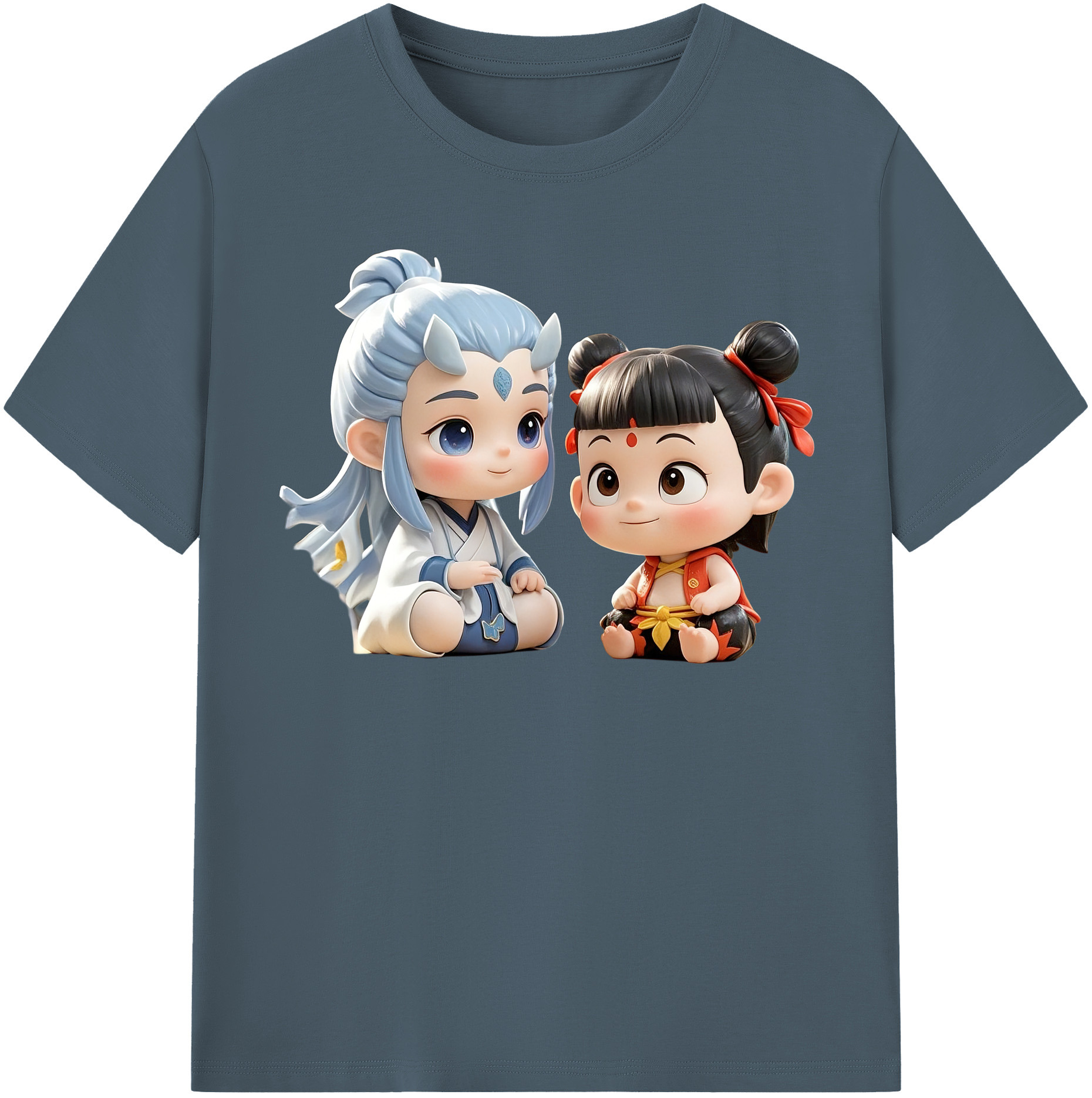 （画像用） Ne Zha 2 ナタ 魔童の大暴れ 綿100％半袖Tシャツ（フロントプリント）